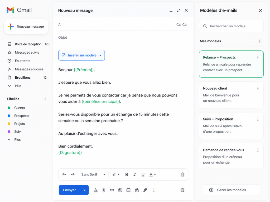 template email gain de temps automatisation tâches répétitives