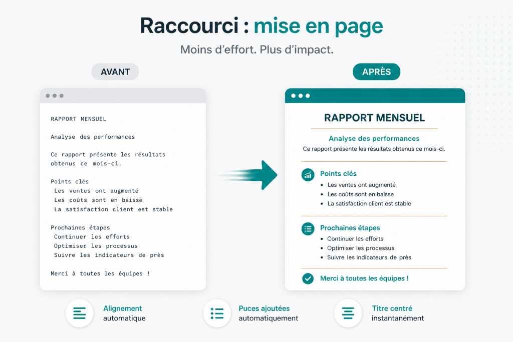 mise en page word alignement liste puces productivité