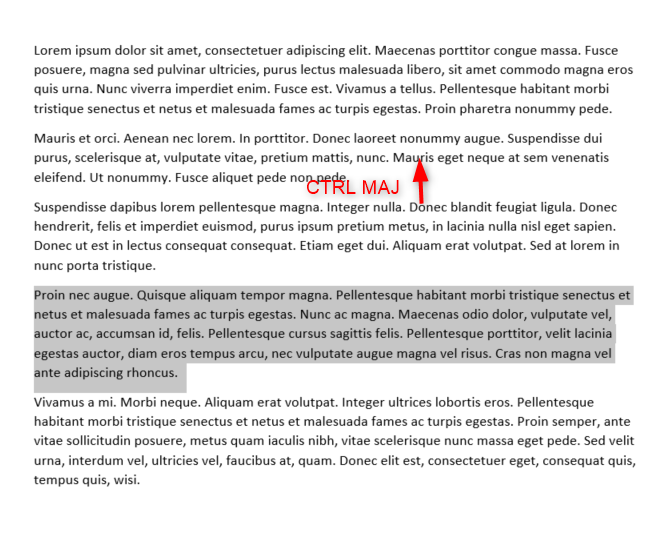 sélection rapide texte word raccourci clavier paragraphe