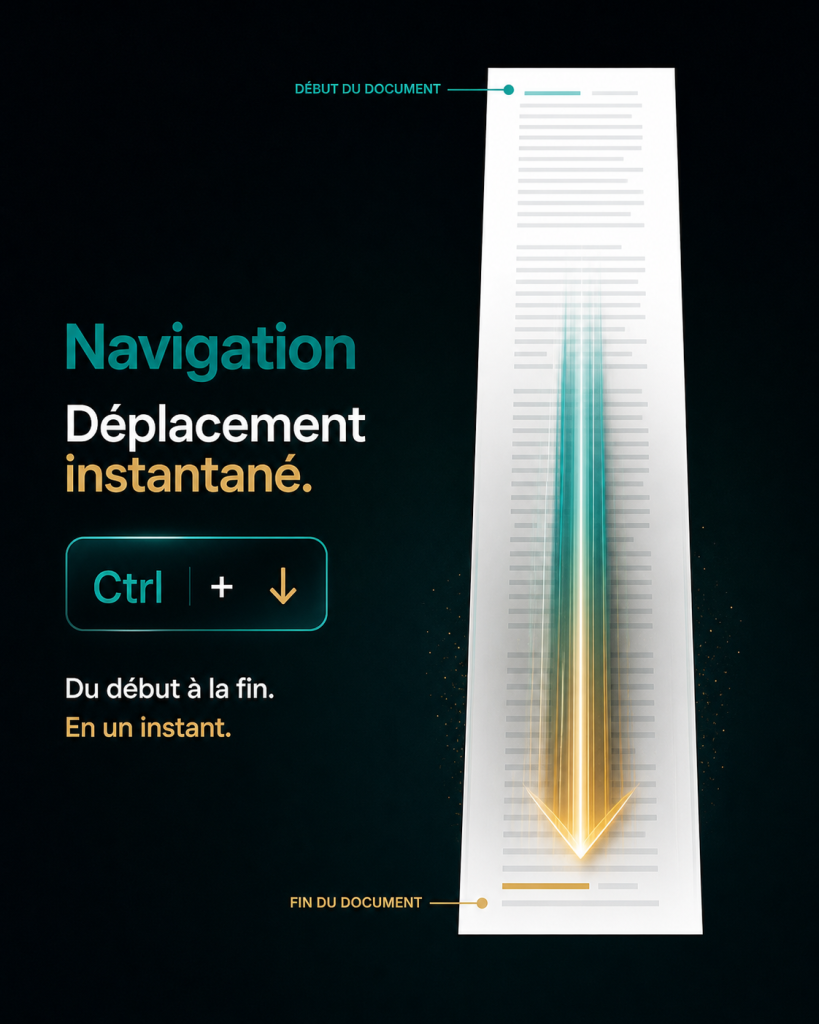 navigation document word raccourci début fin productivité