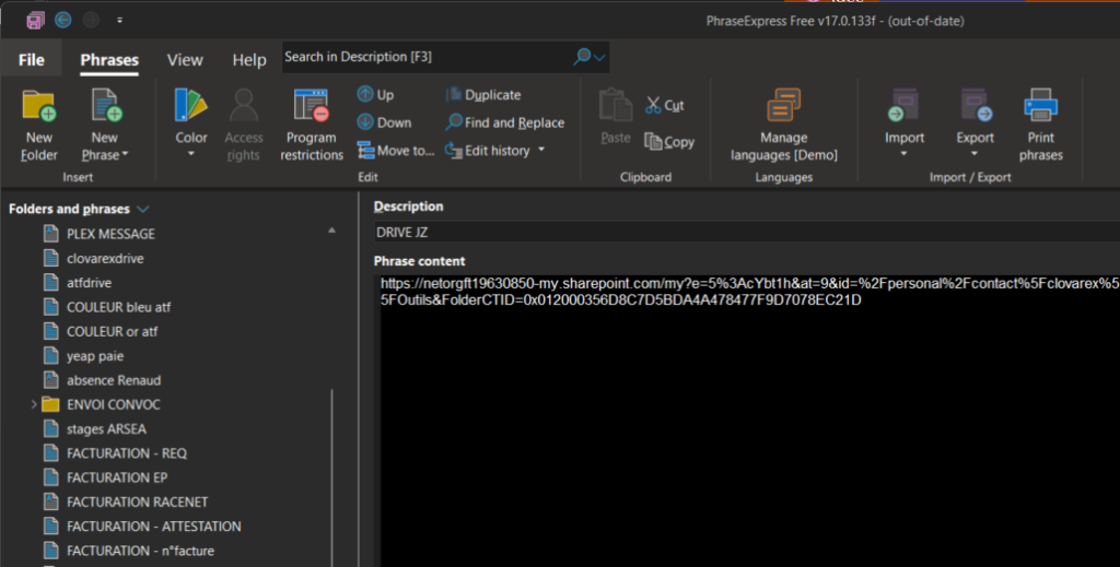 phraseexpress raccourci clavier texte automatique email gain de temps