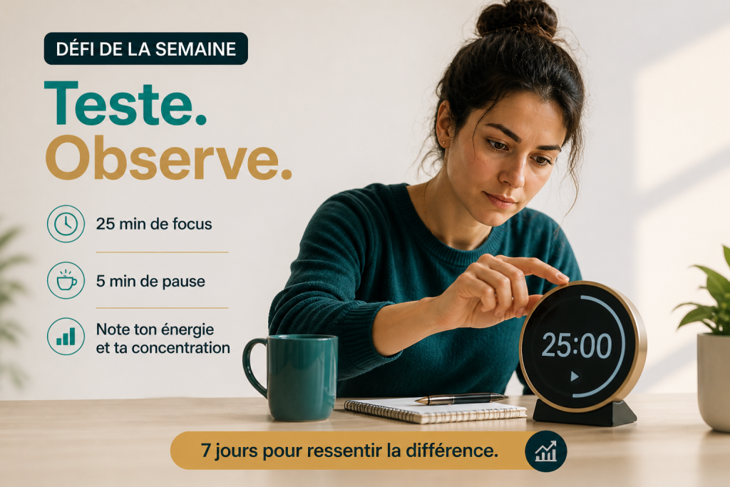défi productivité pomodoro 25 5 amélioration quotidienne