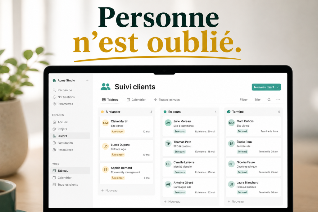 suivi clients organisation prospects tableau gestion tâches