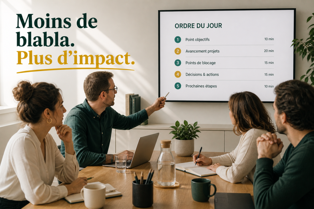 réunion efficace organisation agenda objectifs productivité