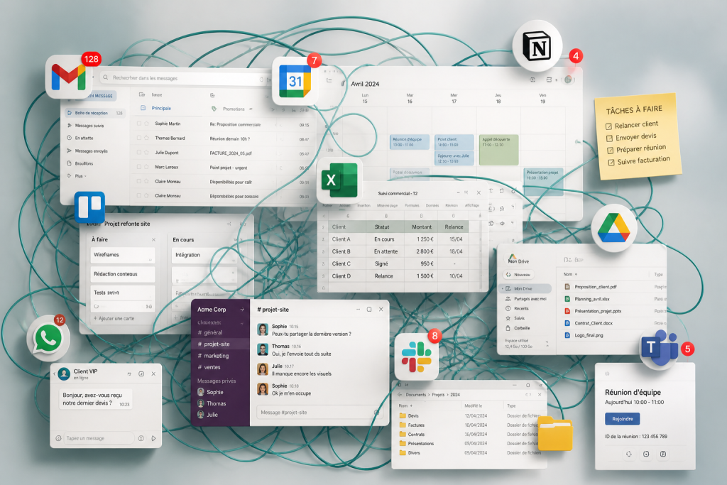multiplication outils perte temps organisation digitale entreprise