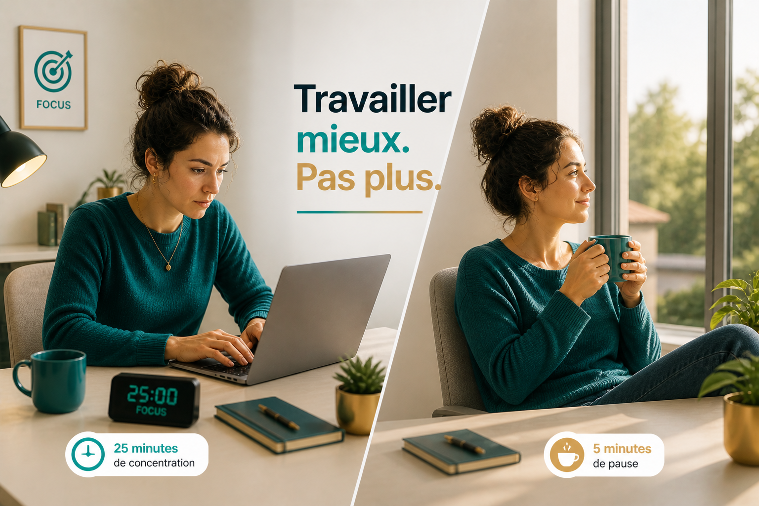 méthode pomodoro alternance travail pause productivité concentration