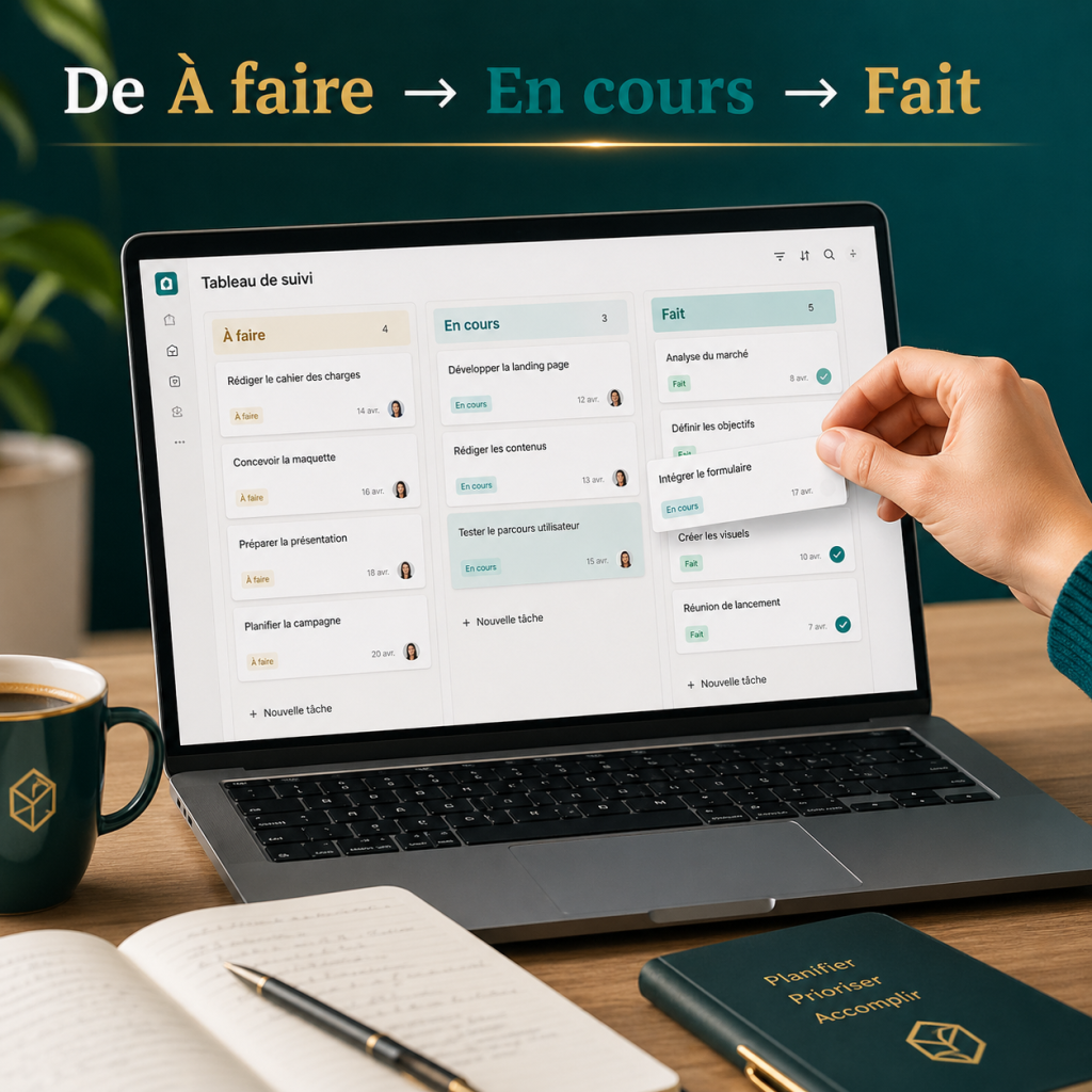 Mouvement d’une tâche dans un tableau Kanban personnel