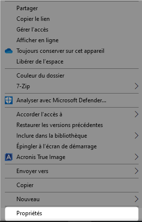 cliquer droit sur l'icône, puis Propriétés