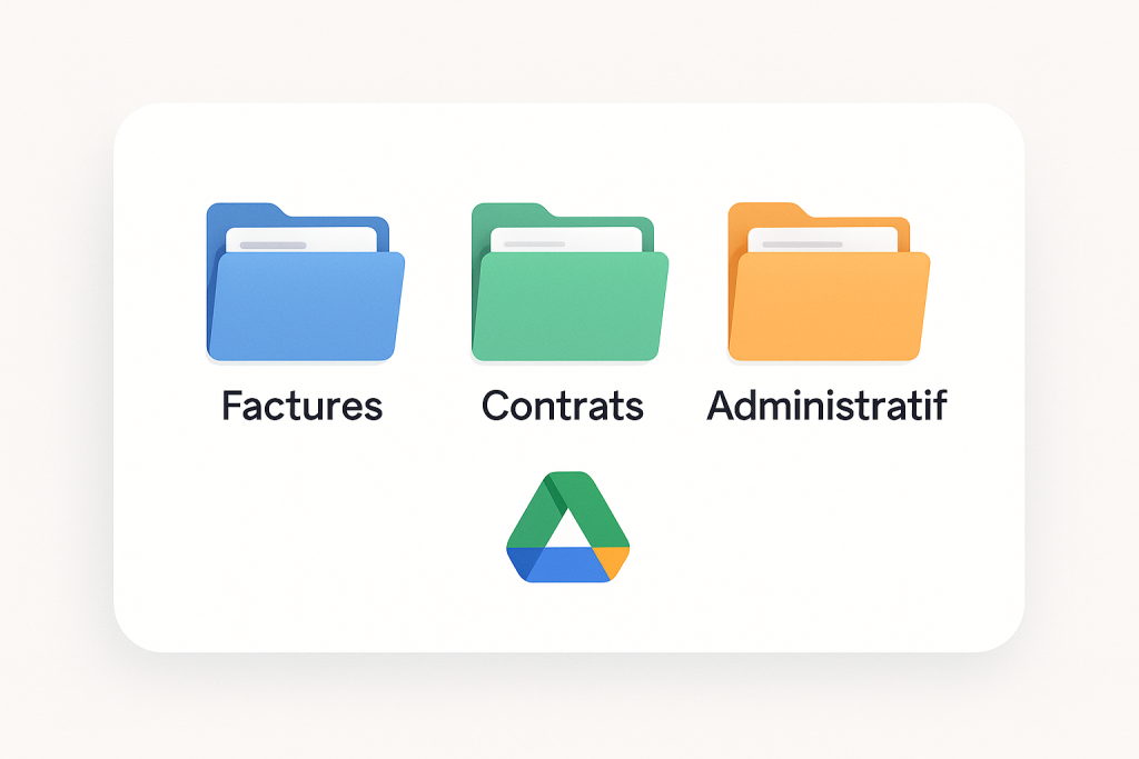 Organisation digitale avec dossiers numériques structurés et fichiers clairement nommés pour réduire la charge mentale et améliorer la productivité.