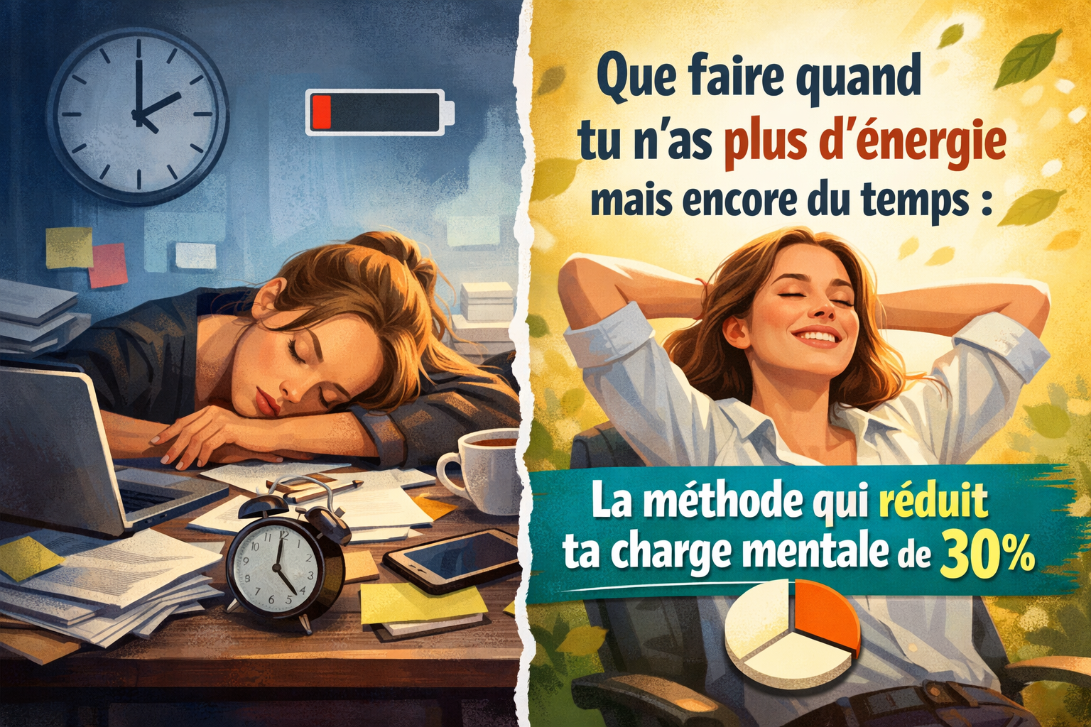 Que faire quand tu n’as plus d’énergie mais encore du temps : la méthode qui réduit ta charge mentale de 30 %