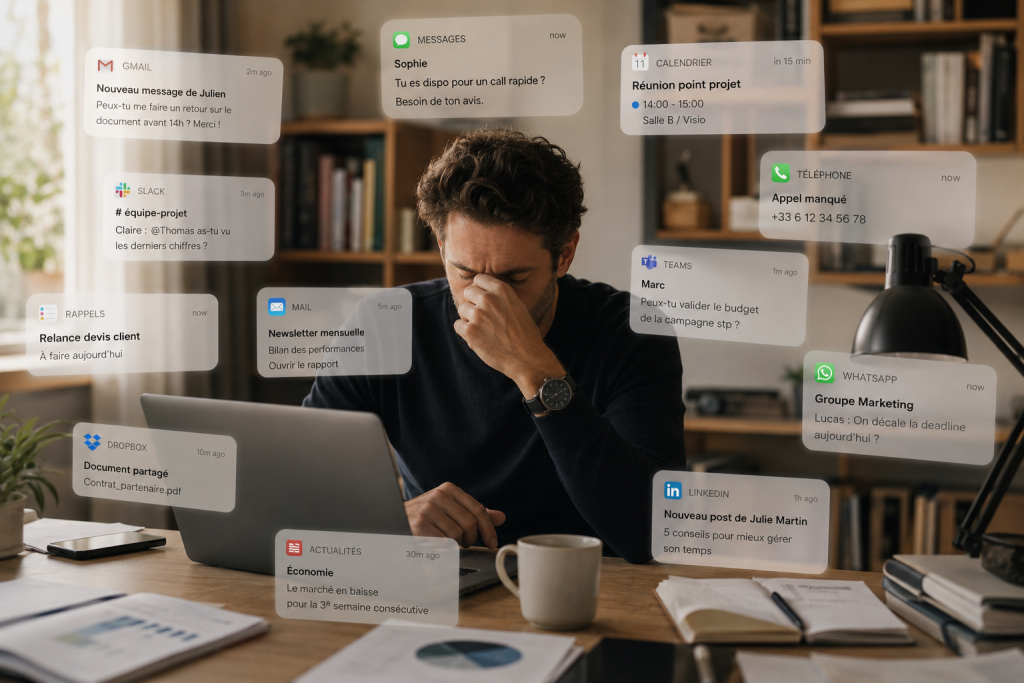 Notifications et interruptions permanentes dans une journée de travail - manque de clarté