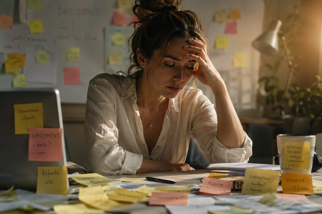 Entrepreneure mentalement épuisée par trop de décisions